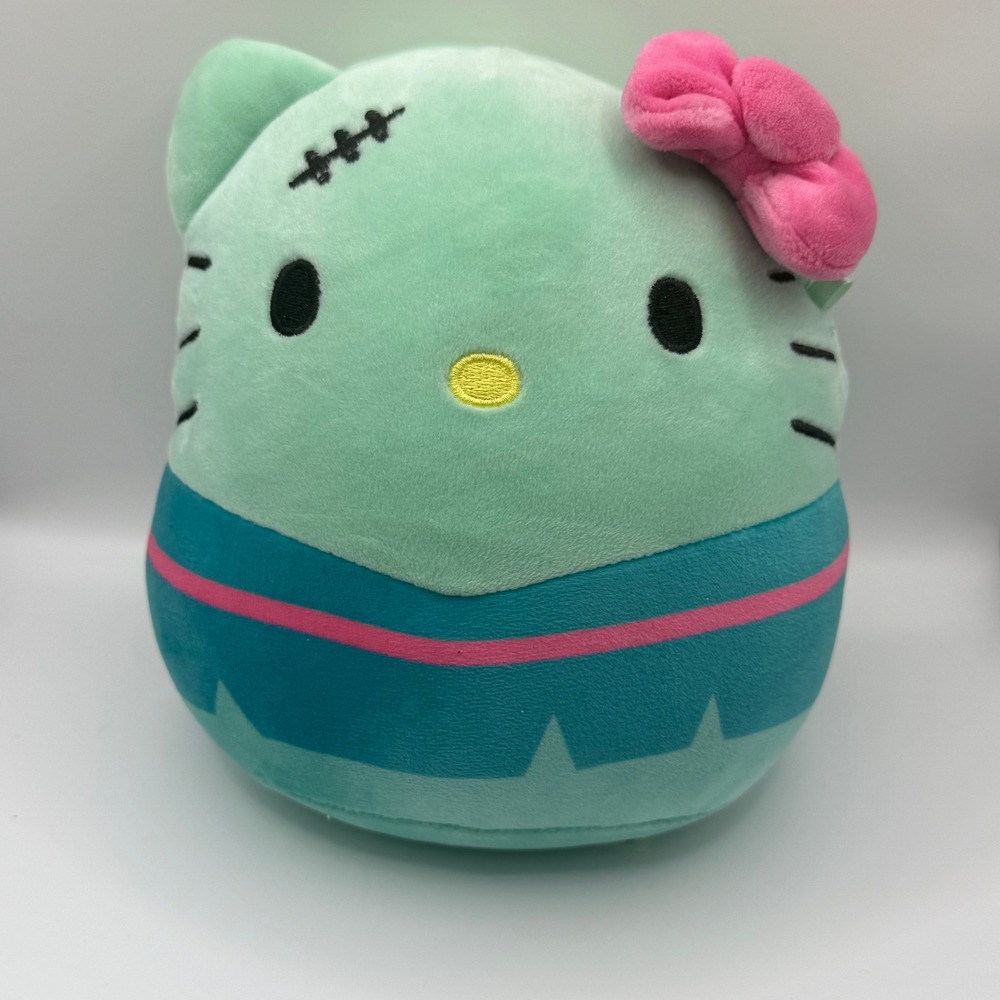 Squishmallows 8" Hello Kitty Frankenstein Halloween Plush Sanrio Mint Green 2023